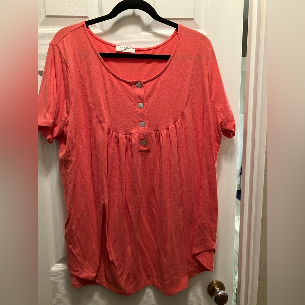 Zenana Outfitters Coral Short Sleeve Top